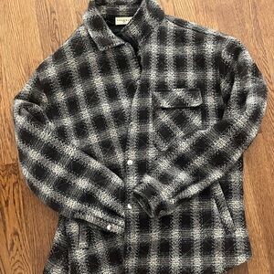 Black and White Plaid Button-Up Shirt